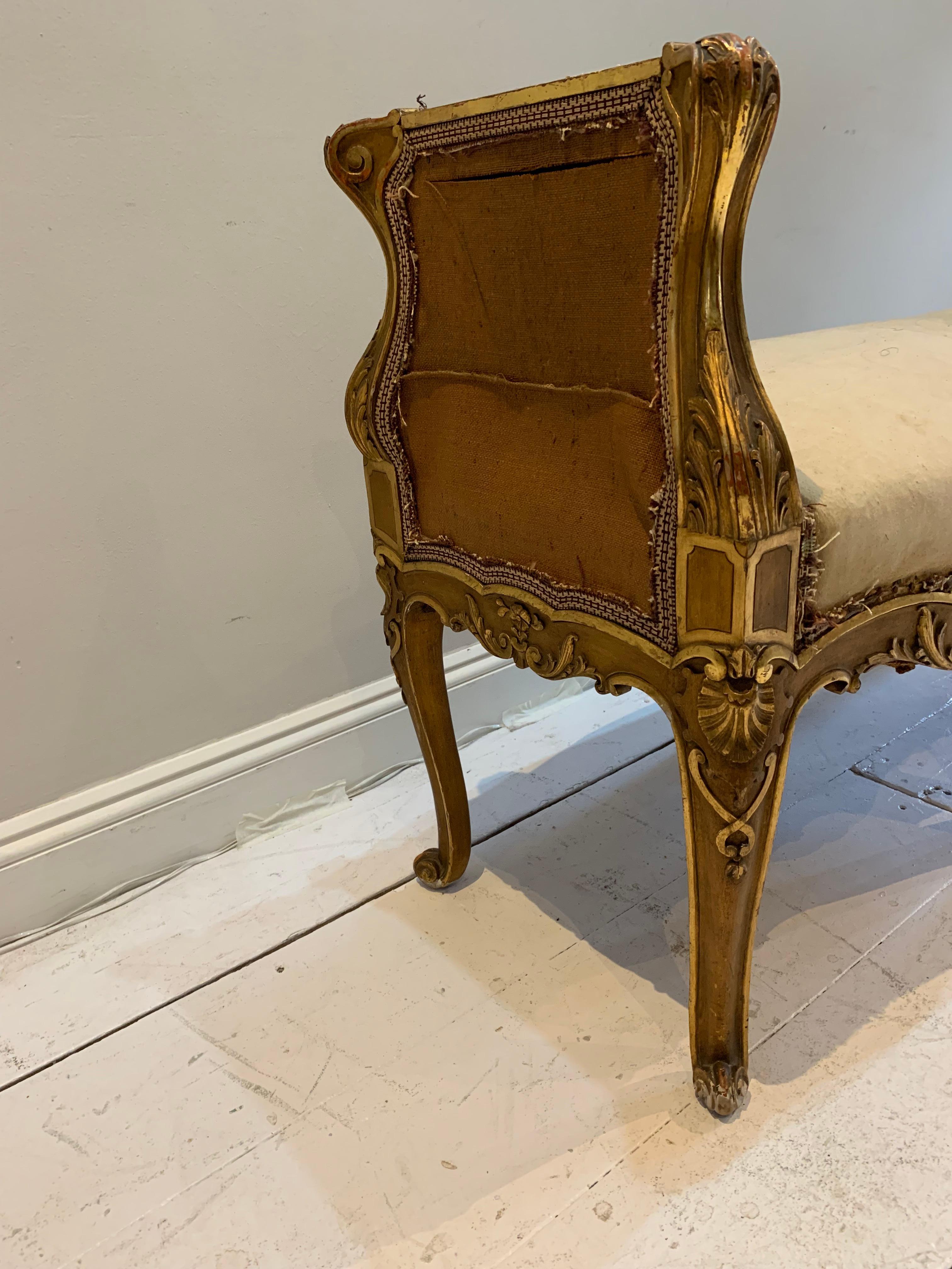 Late 18th Century Country House Giltwood Bench/Window Seat For Sale 4