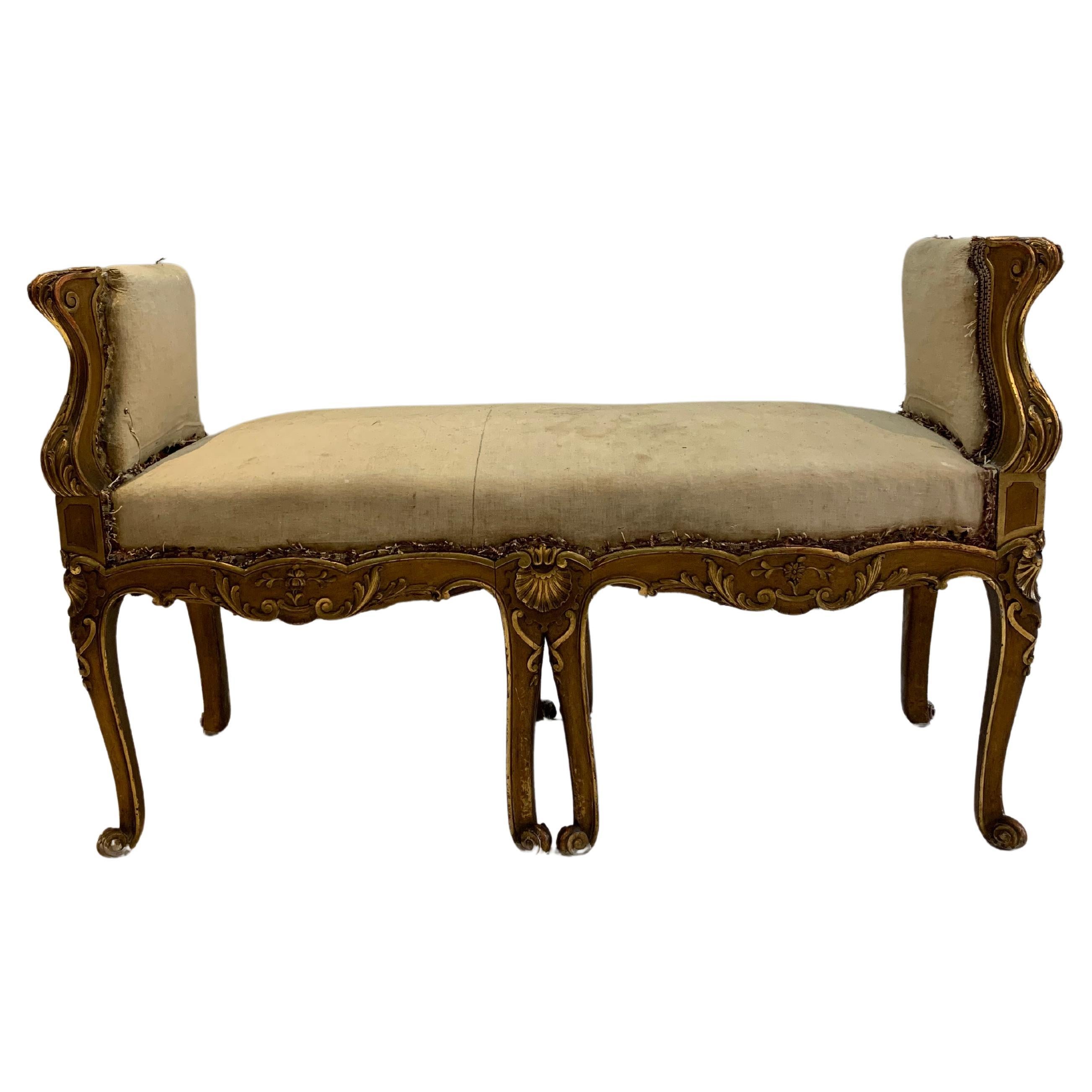 Late 18th Century Country House Giltwood Bench/Window Seat For Sale