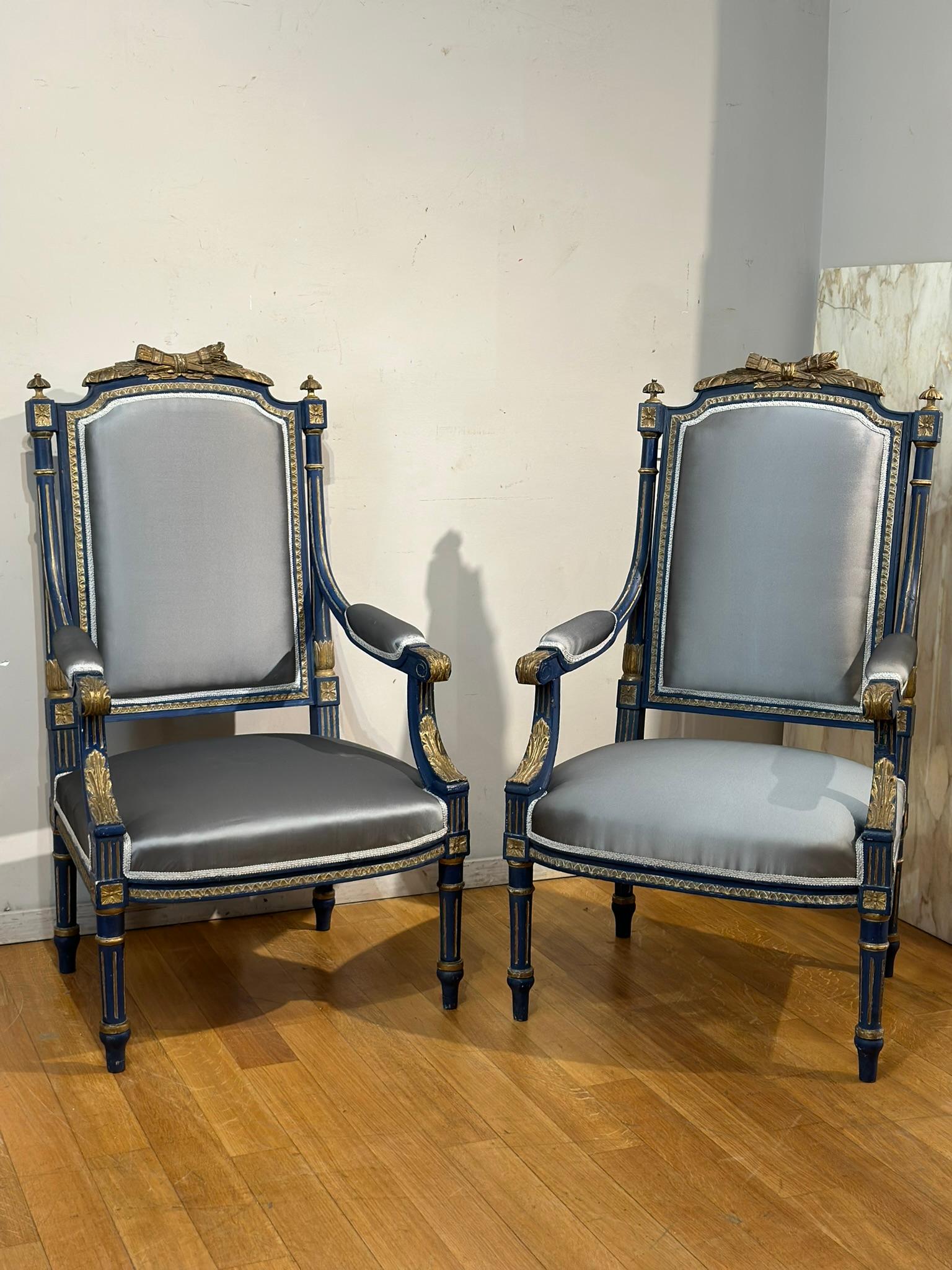 Late 18th Century Couple of Piedmont Armchairs For Sale 6