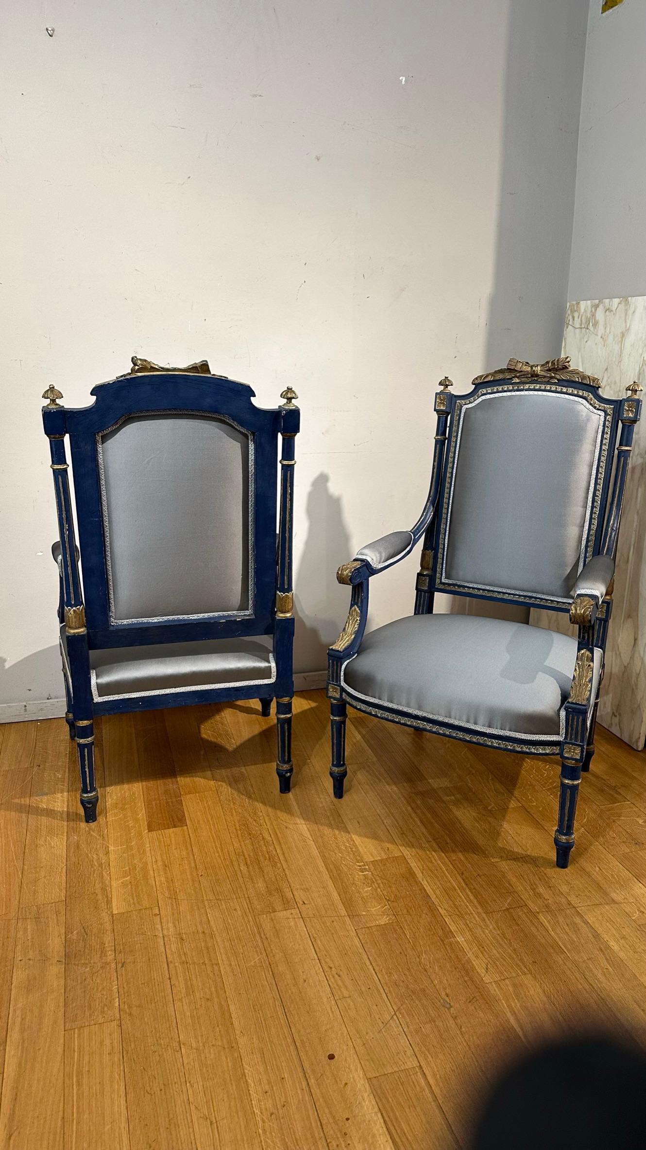 Late 18th Century Couple of Piedmont Armchairs For Sale 1