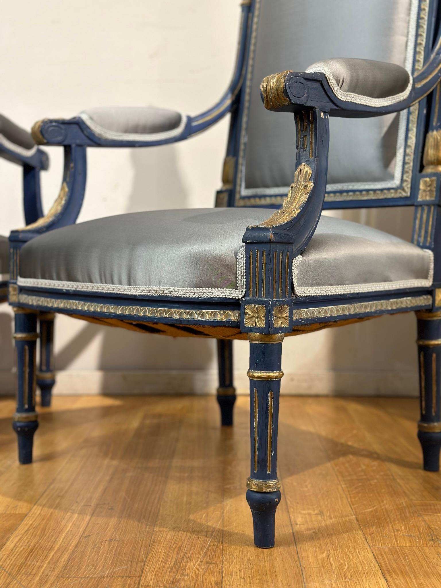 Late 18th Century Couple of Piedmont Armchairs For Sale 3