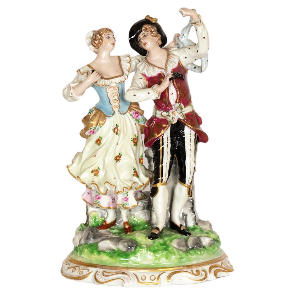 Late 18th Century dancing couple figurine by Volksted For Sale
