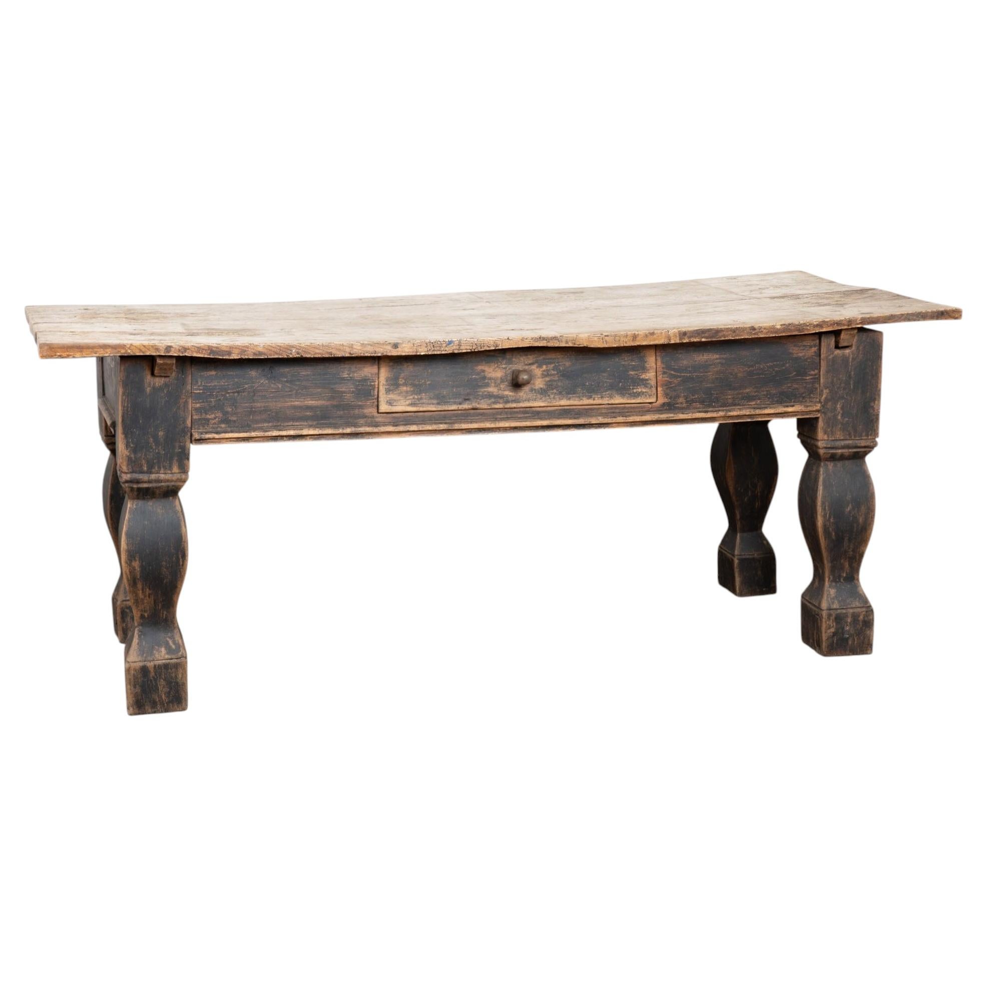 Late 18th Century Danish Baroque Oak Console Table with Black Painted Base
