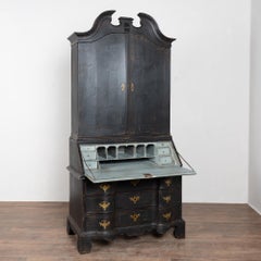 Late 18th Century Danish Black Painted Oak Secretary Bureau