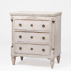 Late 18th Century Danish Gustavian Chest of Drawers in Off-White Paint