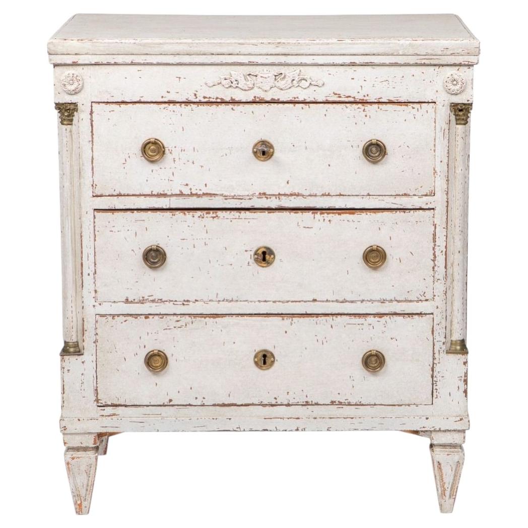 Late 18th Century Danish Gustavian Chest of Drawers in Off-White Paint