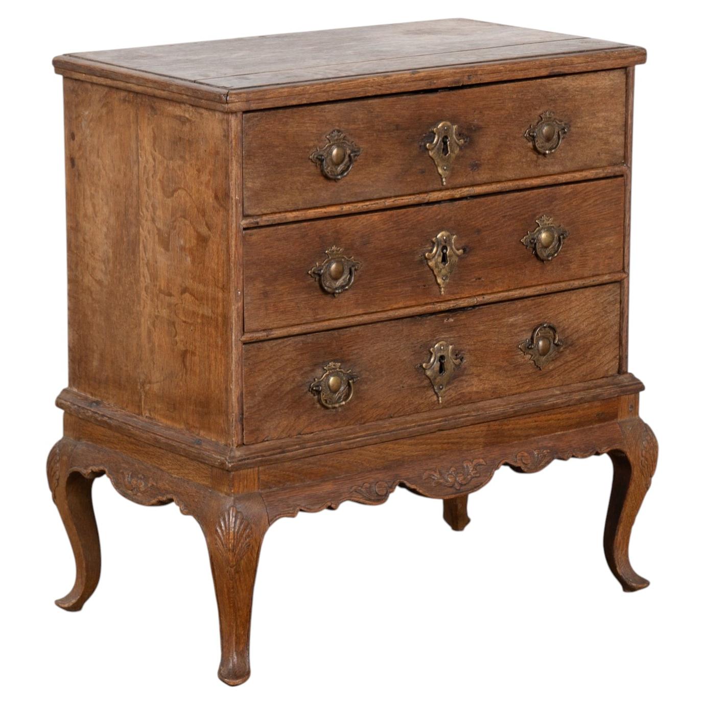 Late 18th Century Danish Oak Small Chest of Drawers, Possible Jewelry Cabinet