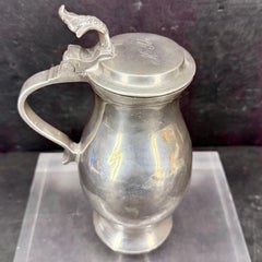 Late 18th Century Danish Pewter Tankard Jug with Lid