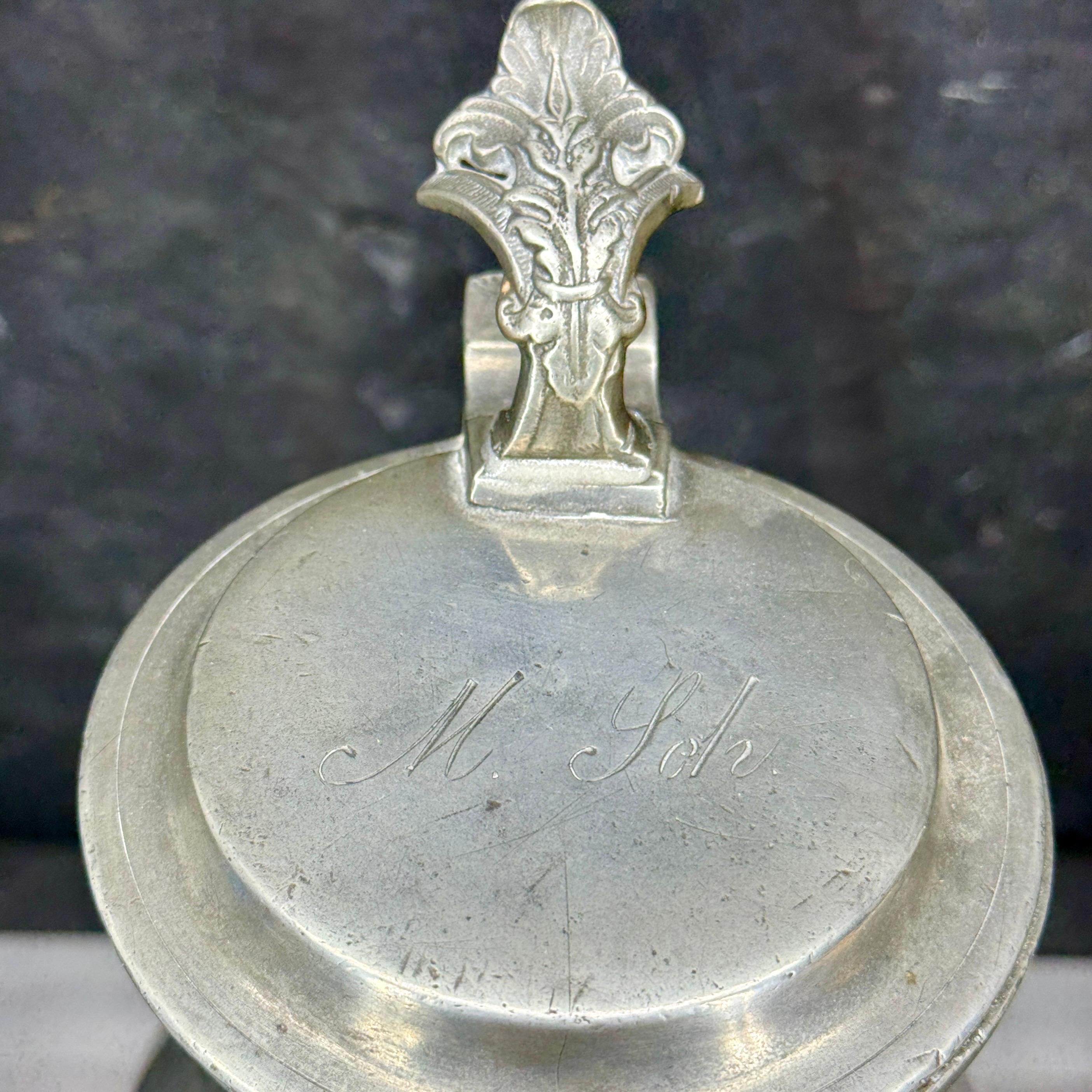 Late 18th Century Danish Pewter Tankard Jug with Lid For Sale 2