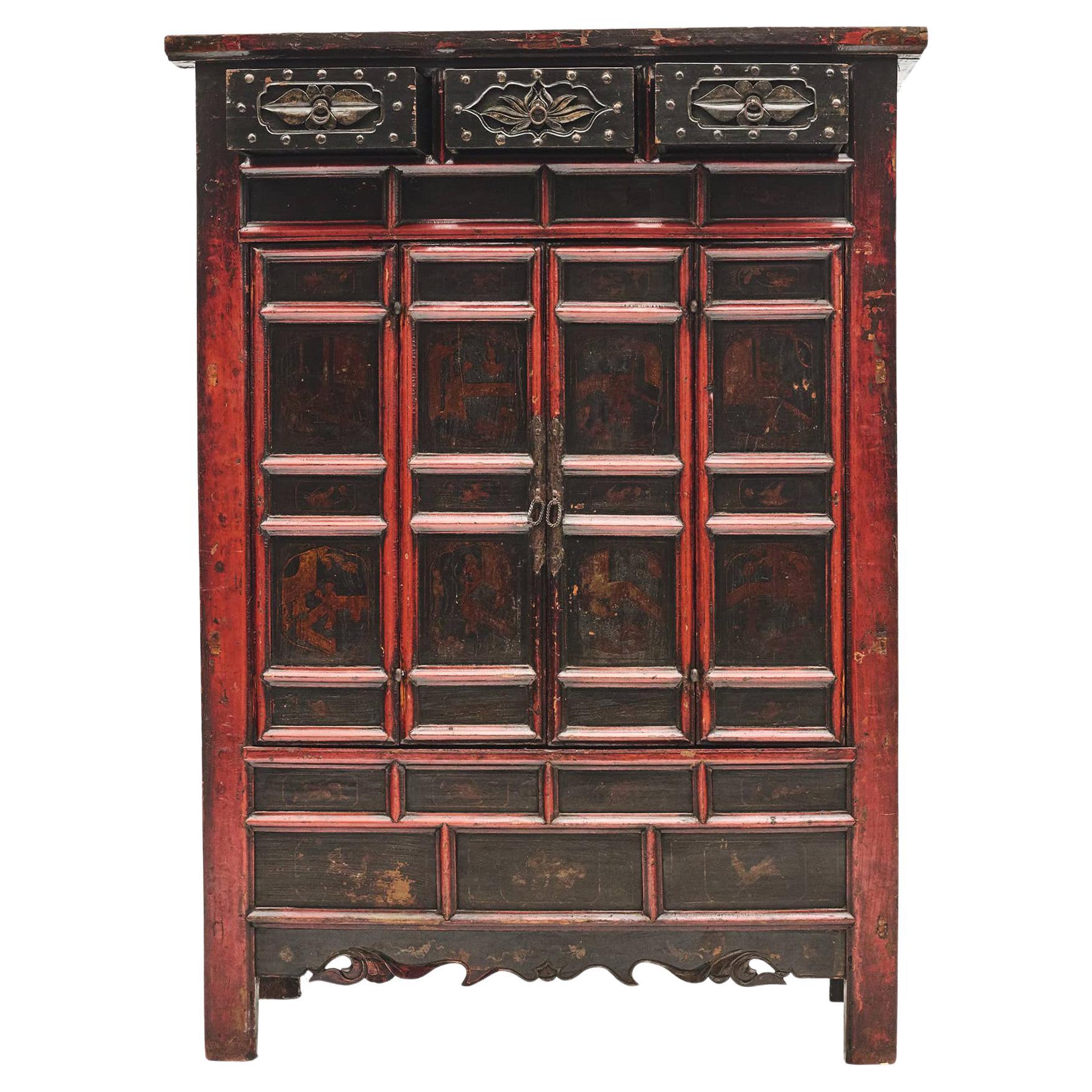 Meuble de rangement décoré de la fin du XVIIIe siècle provenant de Shanxi, Chine en vente