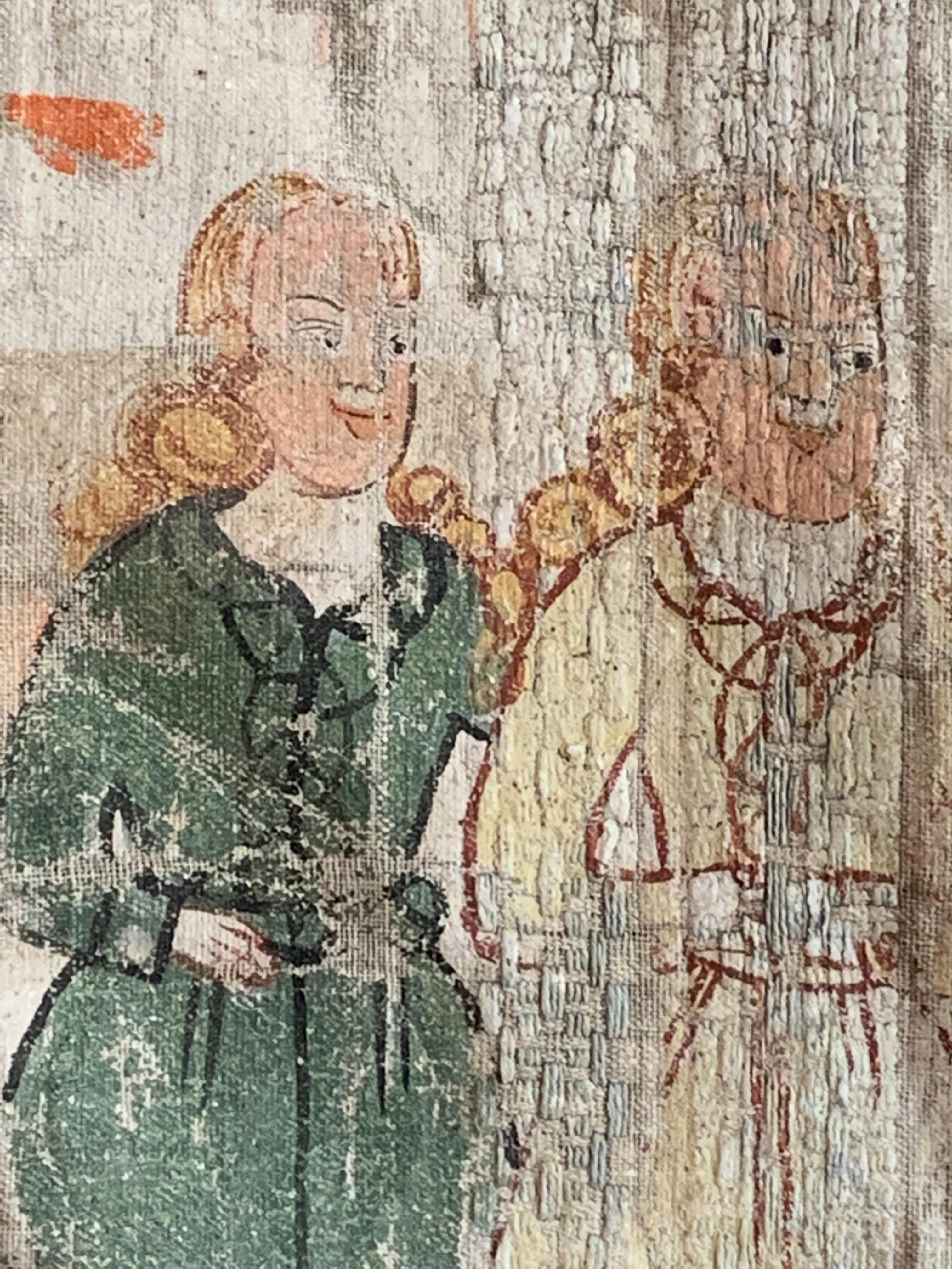Svedese Fine del XVIII secolo Appendiabiti da parete decorativo a due facce in stile folcloristico svedese in vendita