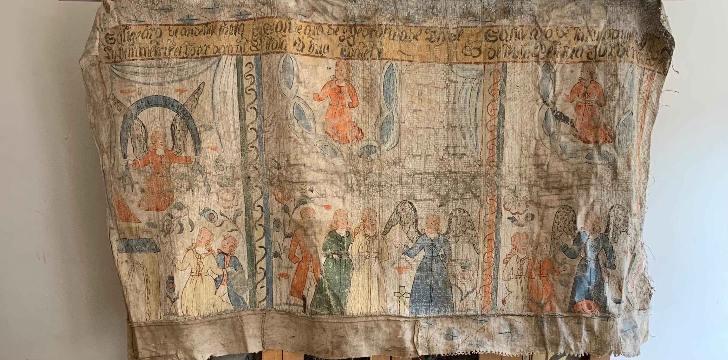 Fin du 18e siècle Tenture décorative biblique folklorique suédoise à double face  en vente 1
