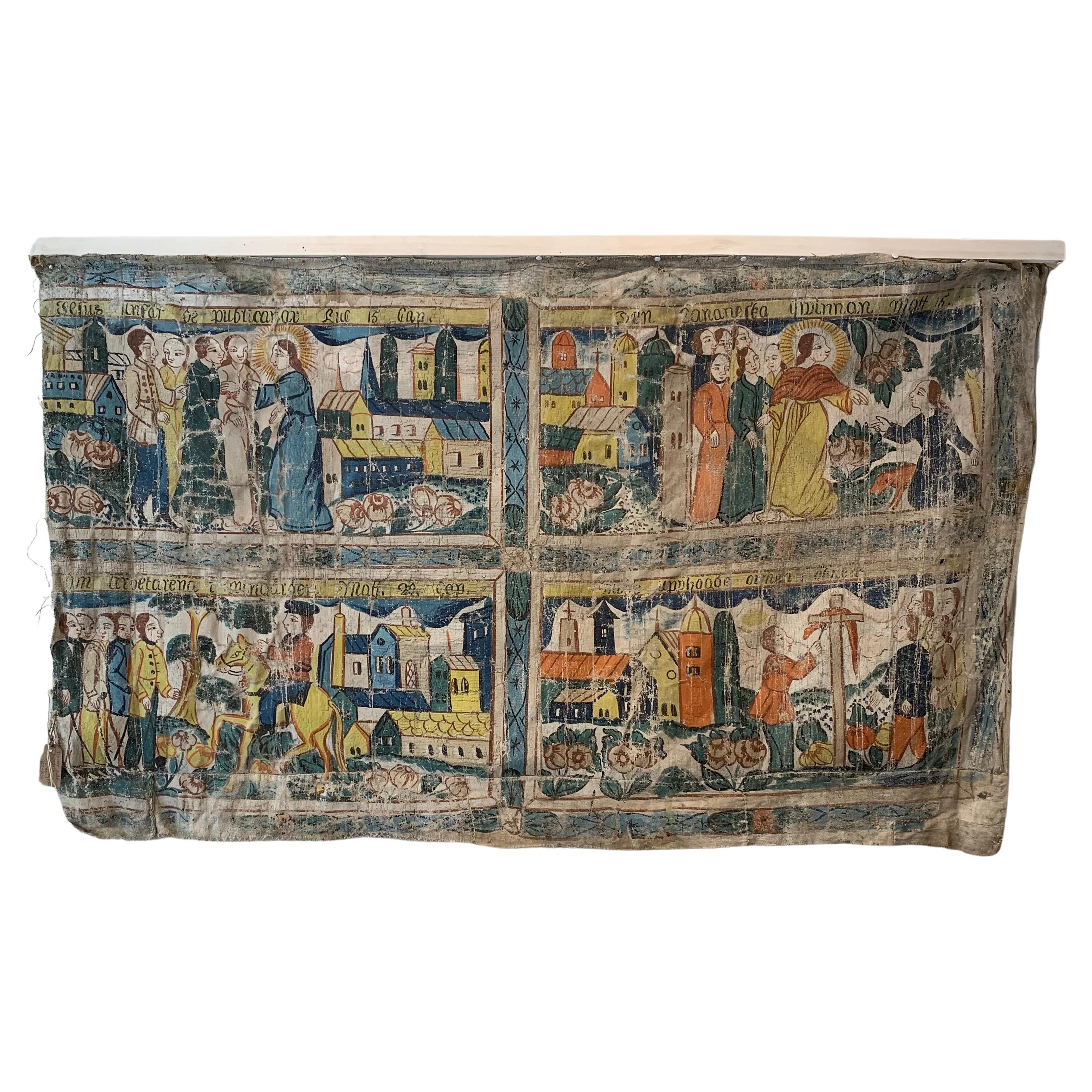 Fine del XVIII secolo Appendiabiti da parete decorativo a due facce in stile folcloristico svedese in vendita