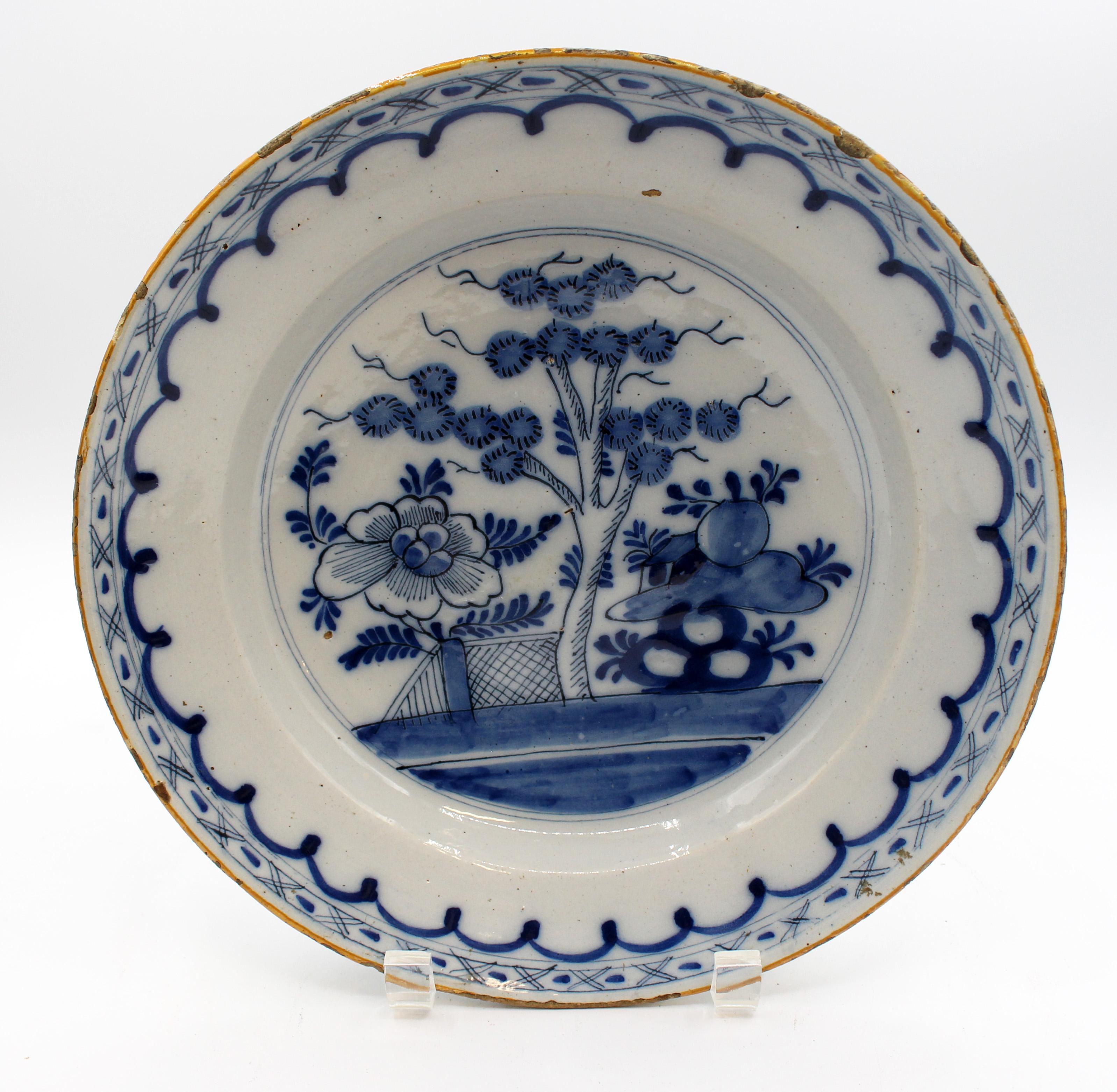 Neoclassical Late 18th Century Delft Chop Plate