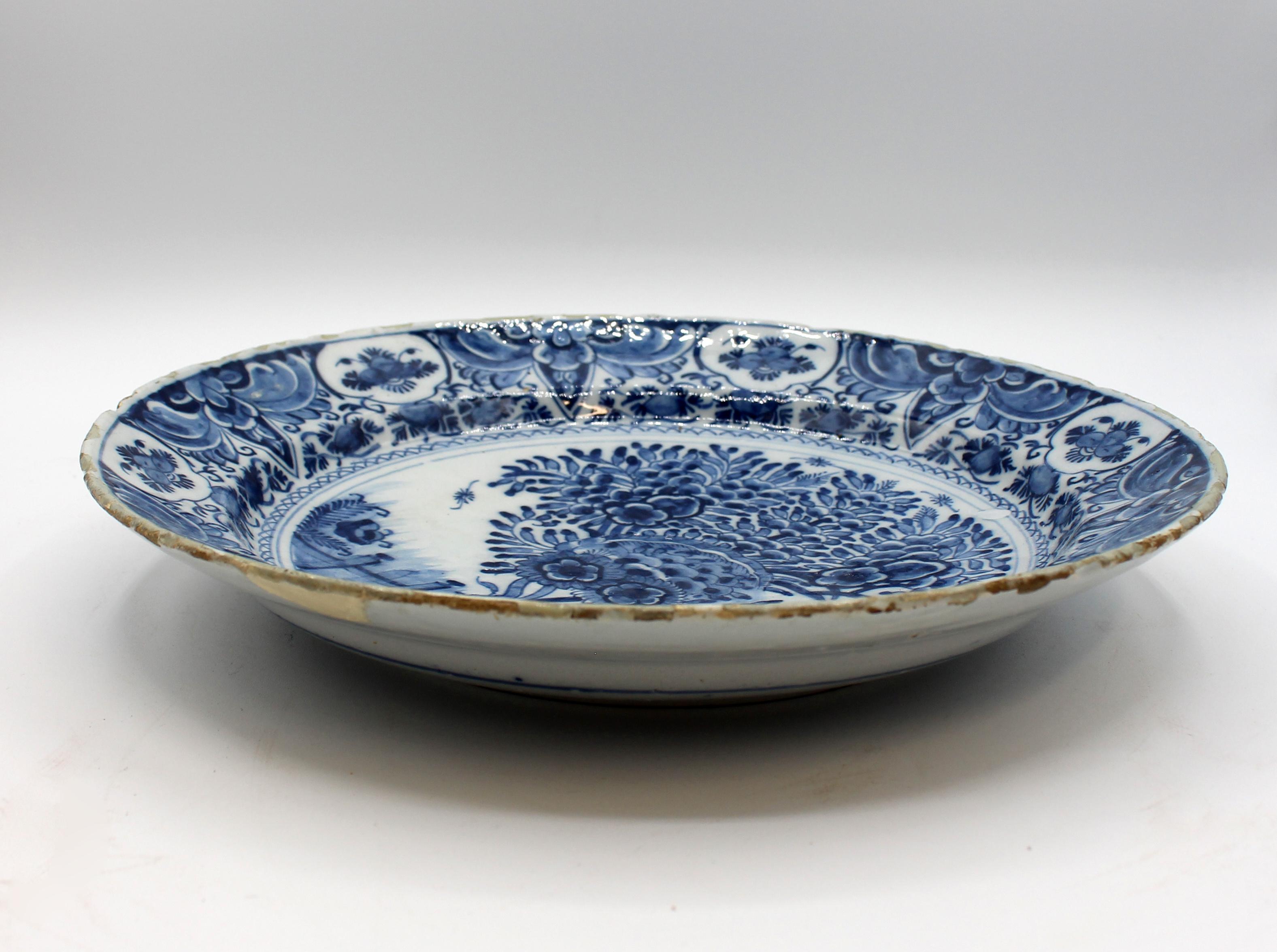 Neoclassical Late 18th Century Delft Deep Chop Plate