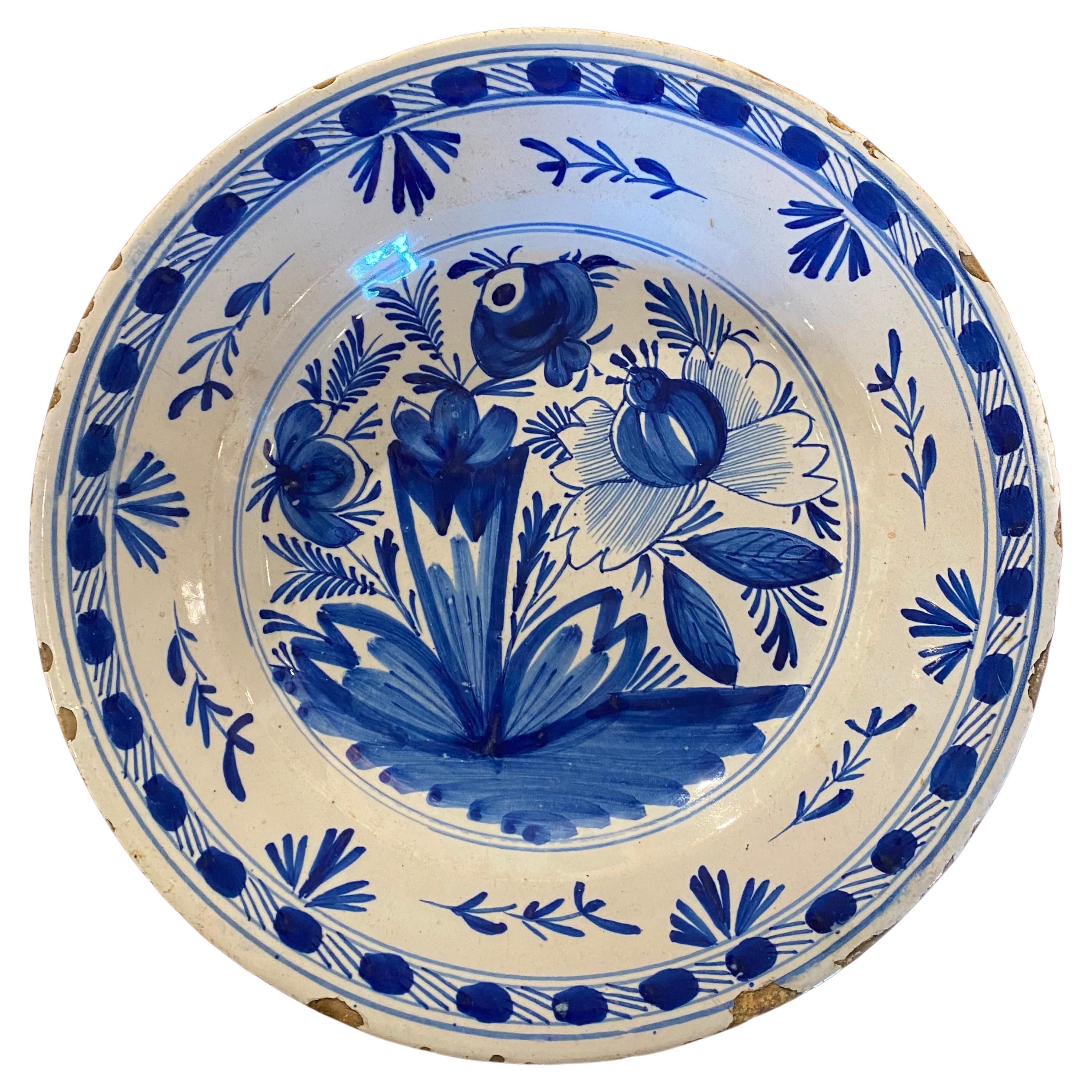 Late 18th Century Delft Plate For Sale