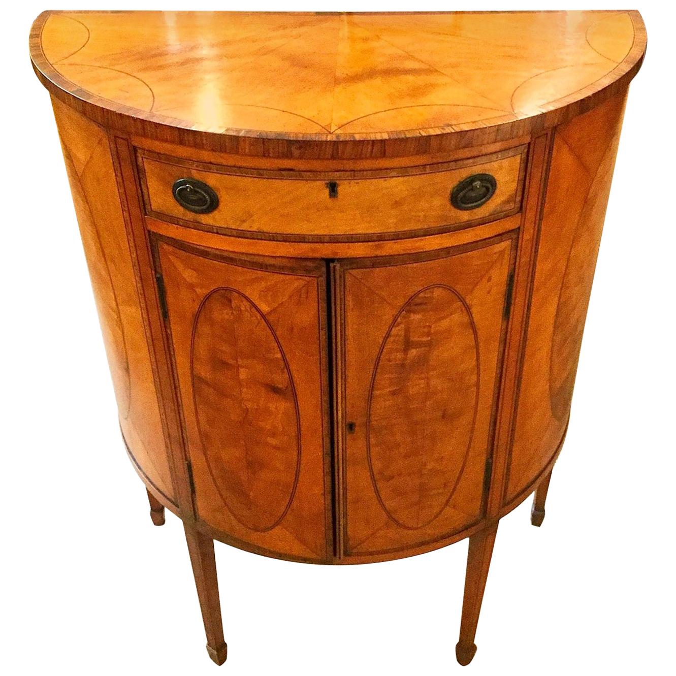 Late 18th Century Demilune Satinwood Commode, circa 1780 For Sale