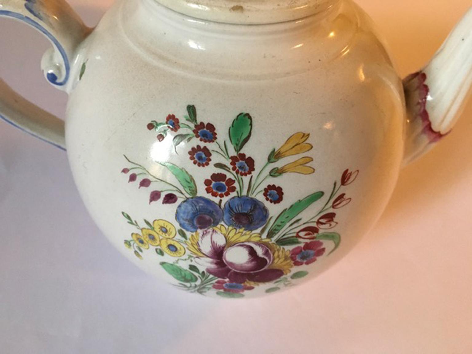 Italy Late 18th Century Doccia Richard Ginori Porcelain Tea Pot Floral Drawings For Sale 9