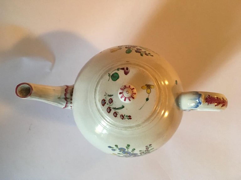 Italian Italy Late 18th Century Doccia Richard Ginori Porcelain Tea Pot Floral Drawings For Sale
