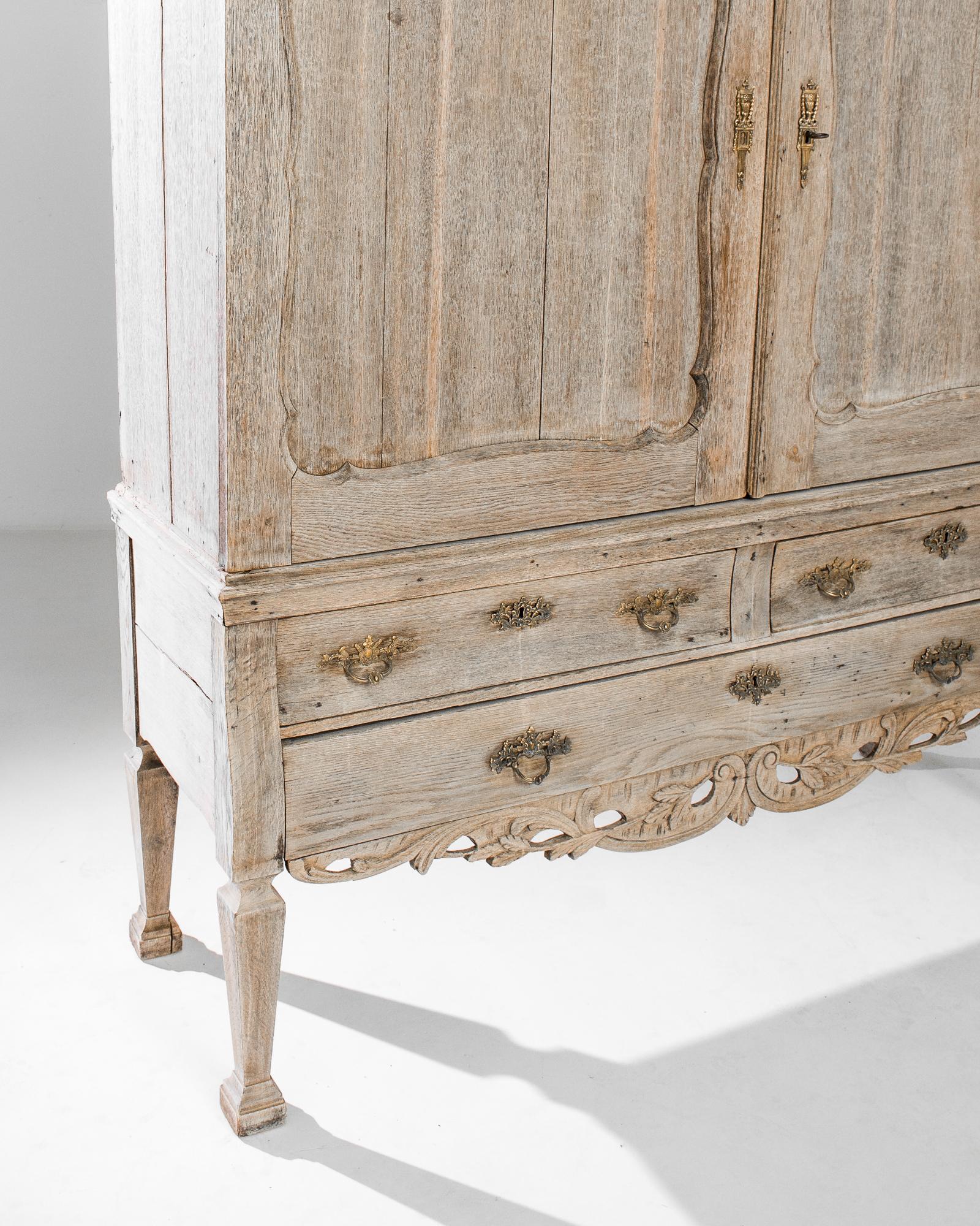 Brass Late 18th Century Dutch Bleached Oak Cabinet 