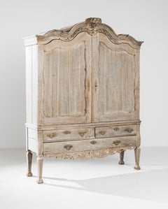 Antique Late 18th Century Dutch Bleached Oak Cabinet 