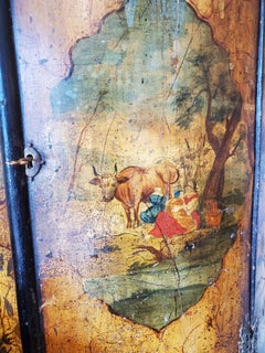 Late 18th Century Dutch Painted Bow Front Pine Corner Cupboard