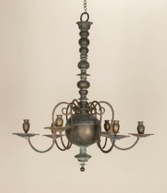 Late 18th Century Dutch Brass Candle Chandelier