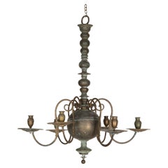 Late 18th Century Dutch Brass Candle Chandelier