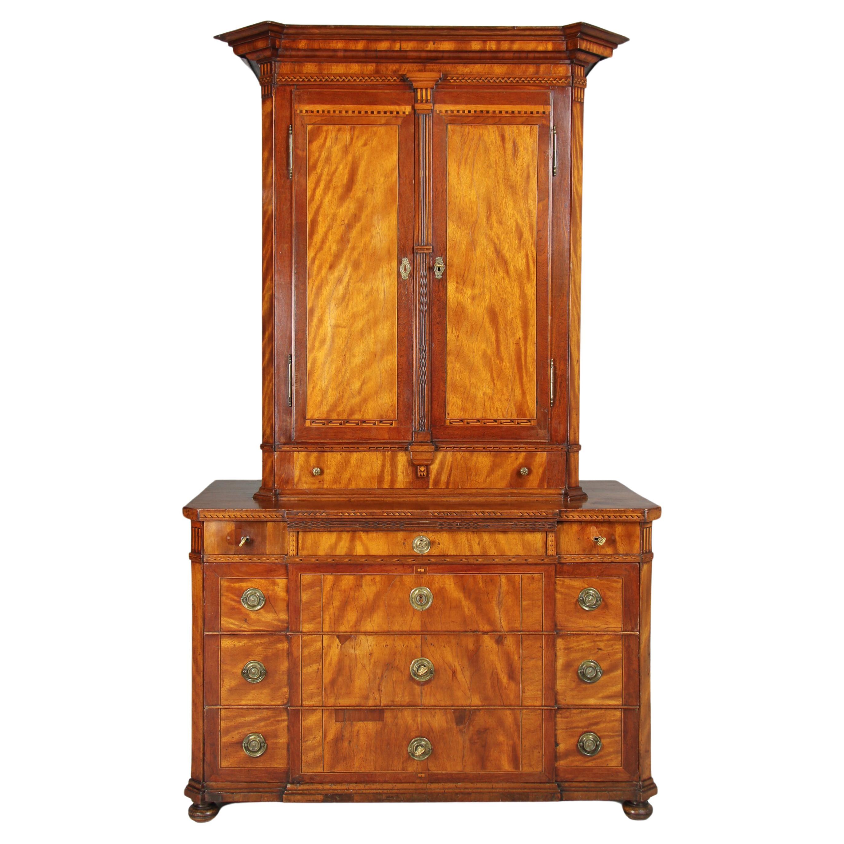 Late 18th Century Dutch Louis XVI Top Mounted Chest with Marquetry, circa 1780 For Sale