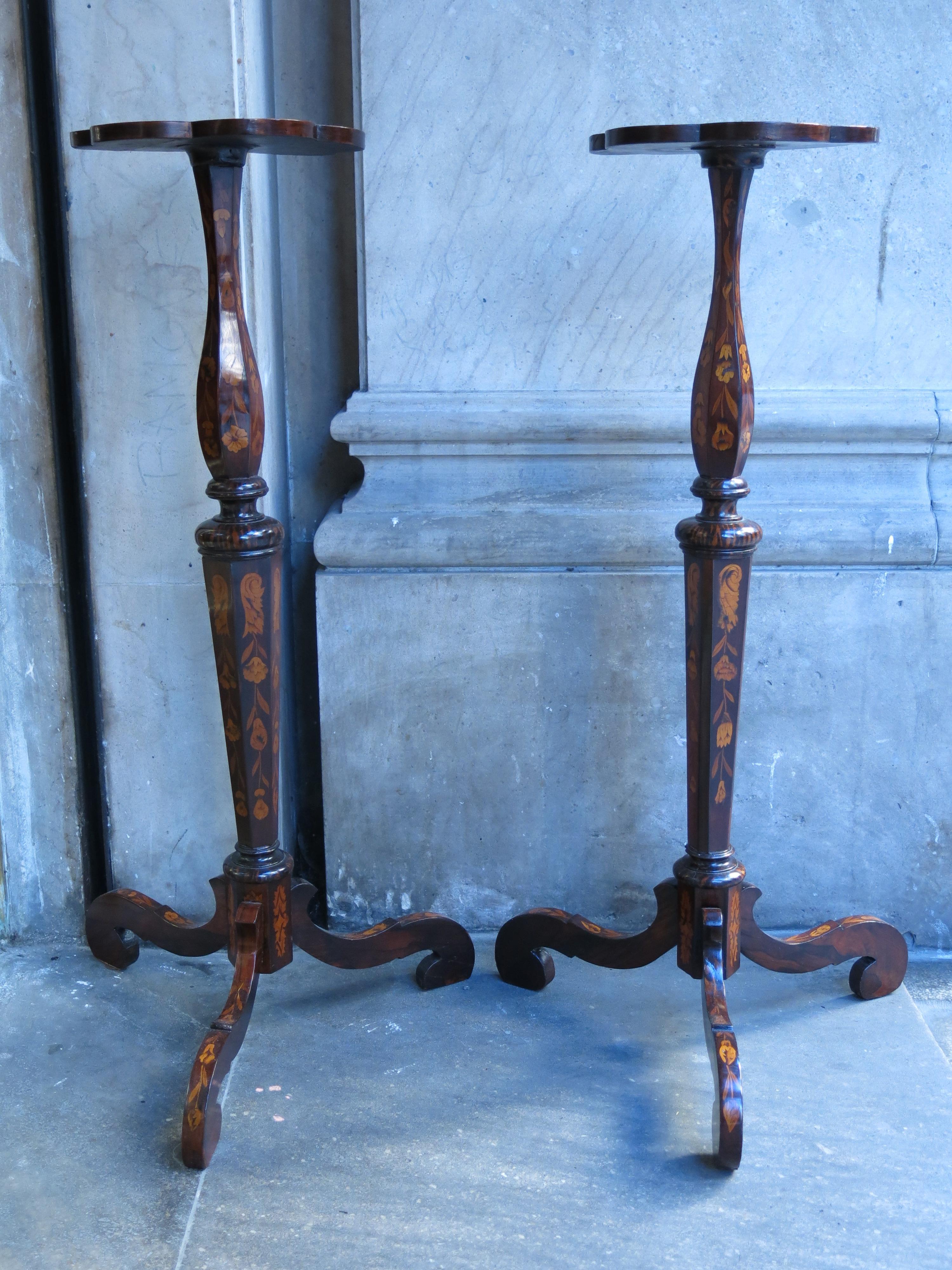 Late 18th Century Dutch Mahogany Marquetry Pair of Pedestals For Sale 2