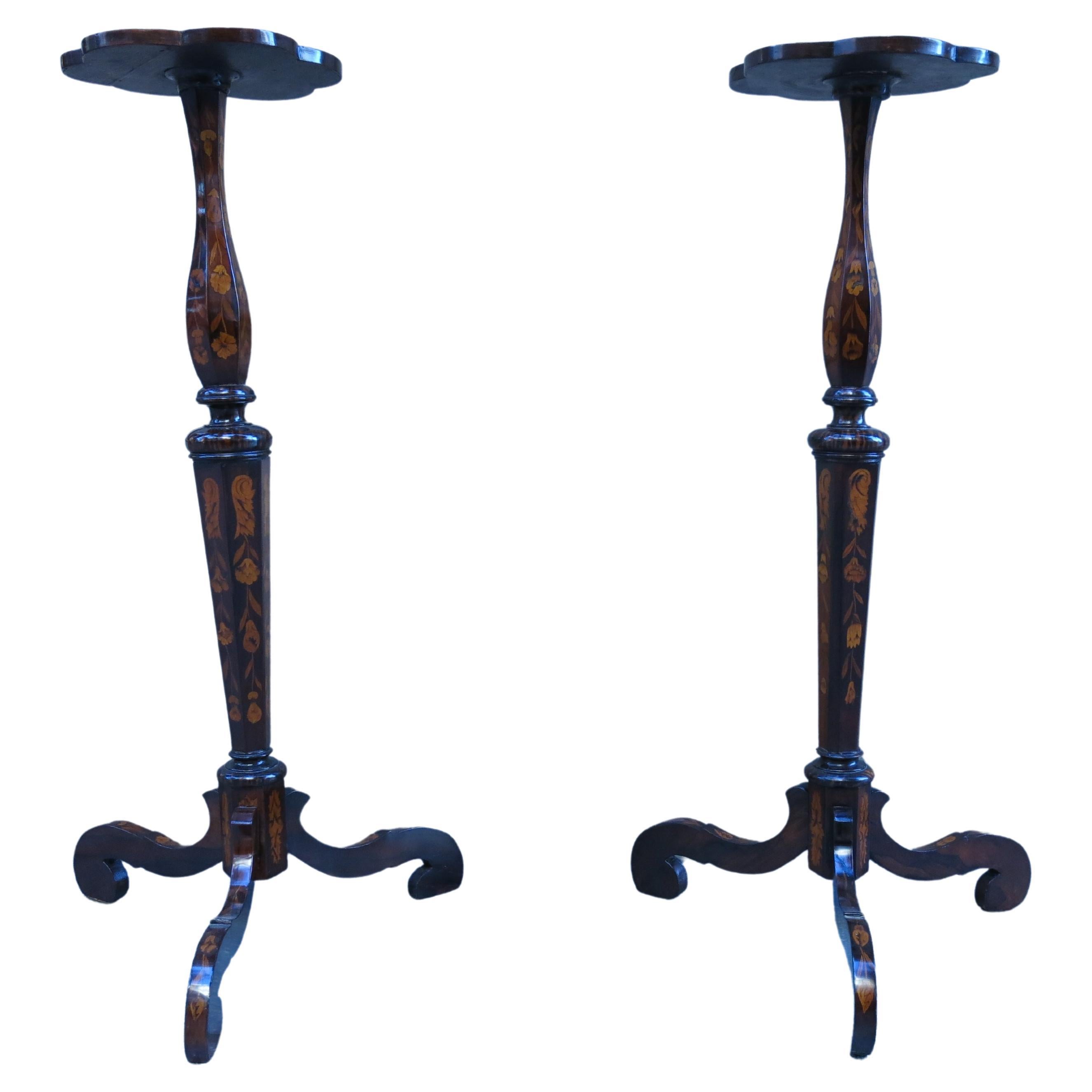 Late 18th Century Dutch Mahogany Marquetry Pair of Pedestals For Sale
