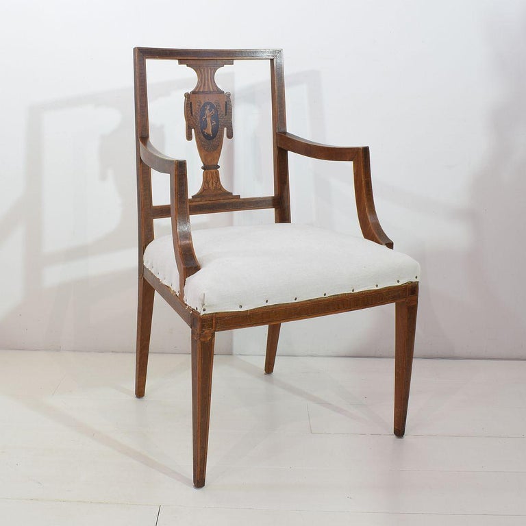 Late 18th Century Dutch Neoclassical Mixed Woods Marquetry Inlaid Chair ...