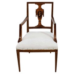 Late 18th Century Dutch Neoclassical Mixed Woods Marquetry Inlaid Chair