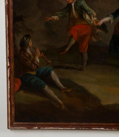 Late 18th Century Dutch Oil on Canvas of a Fire Celebration