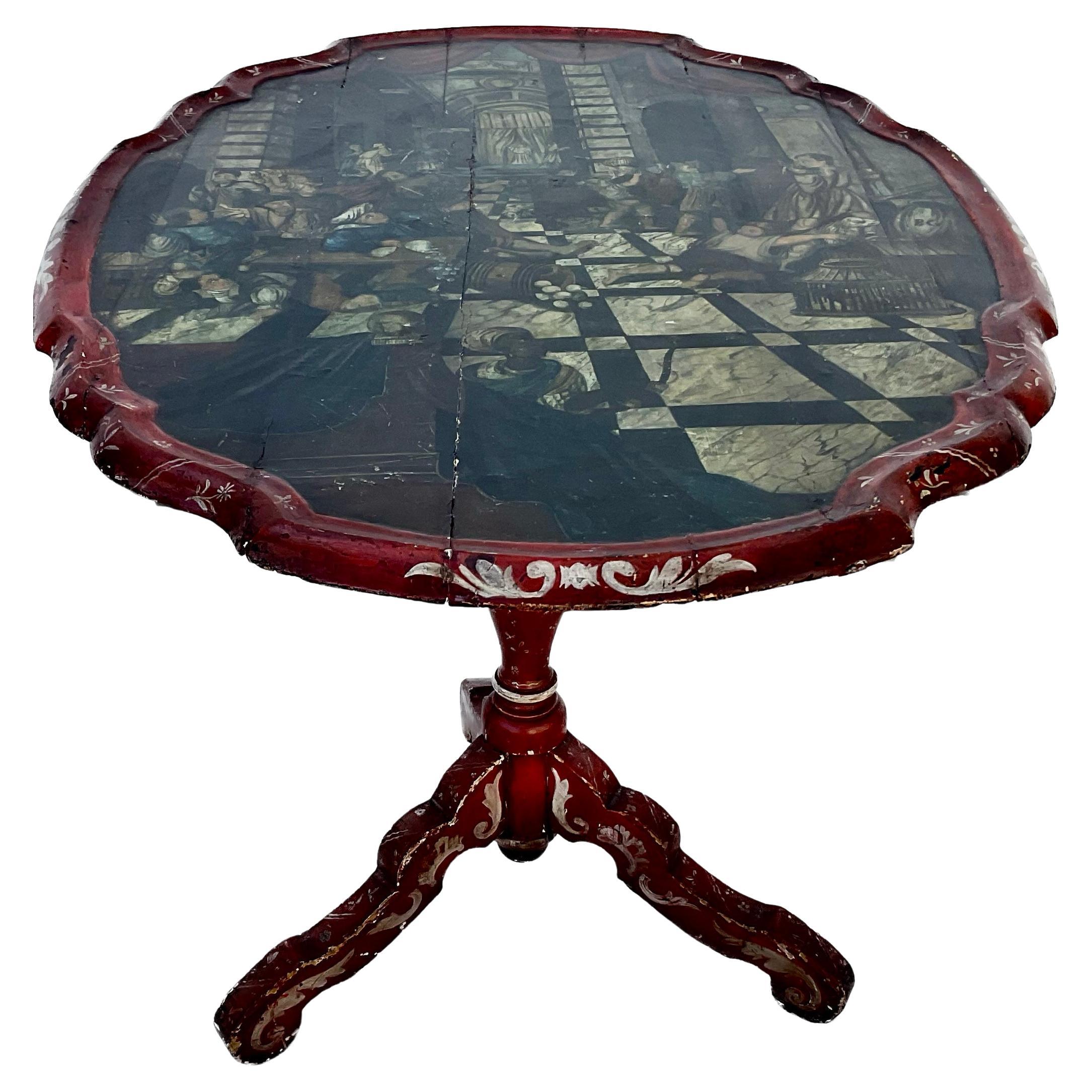 Late 18th Century Dutch Painted Tilt Top Table
