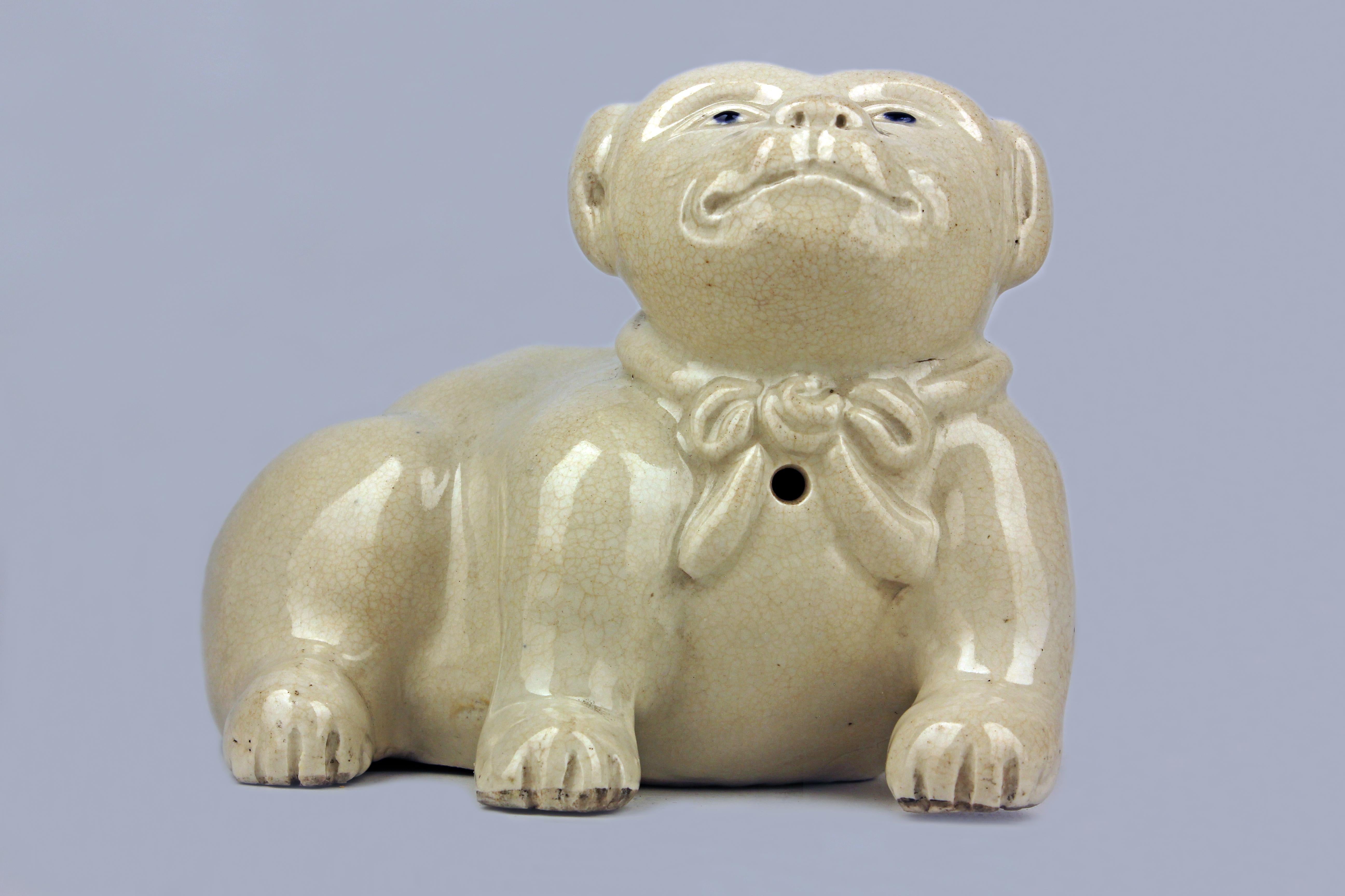 Late 18th Century/Edo-Meiji Period Japanese Glazed Porcelain Sculpture of a Dog For Sale 4