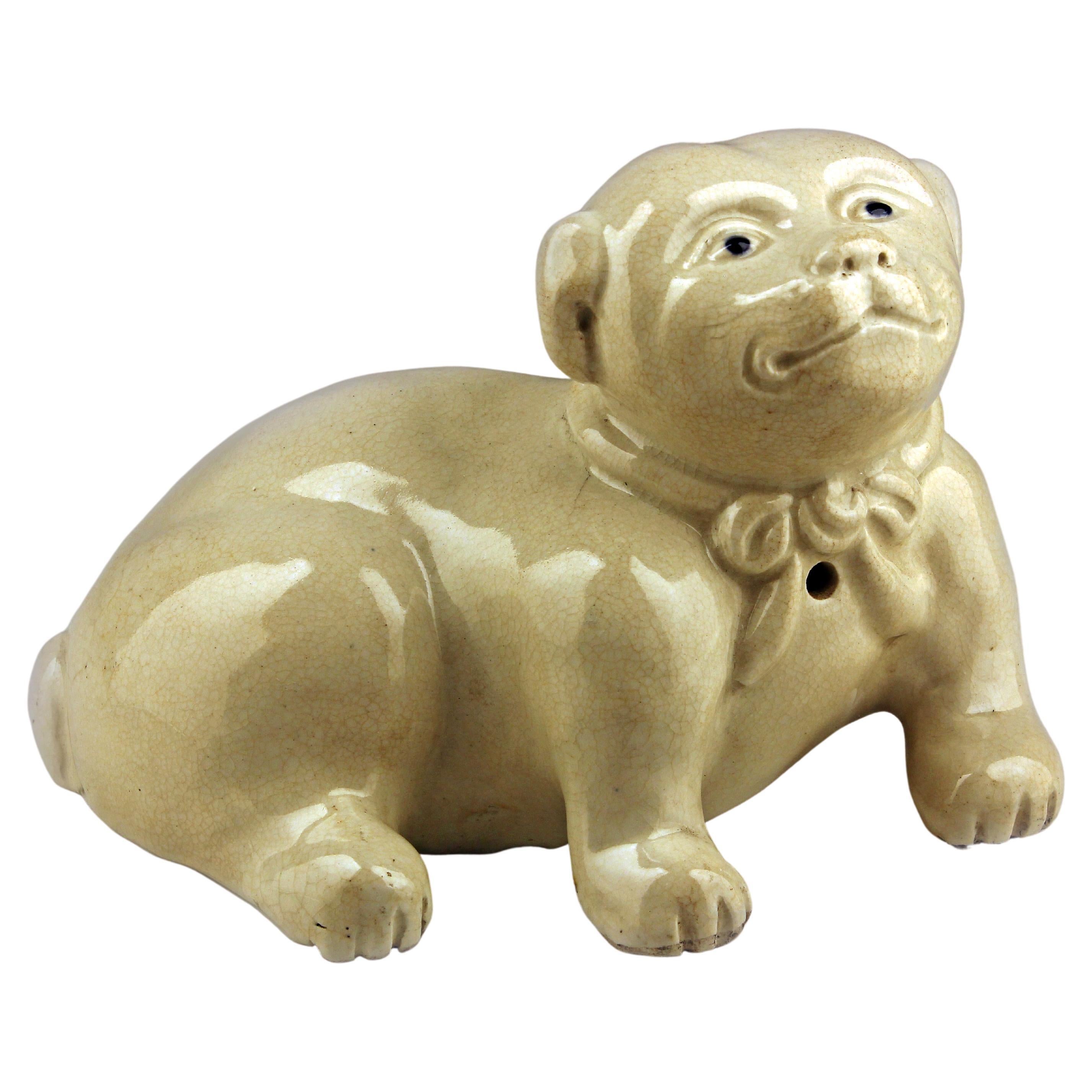 Late 18th Century/Edo-Meiji Period Japanese Glazed Porcelain Sculpture of a Dog For Sale