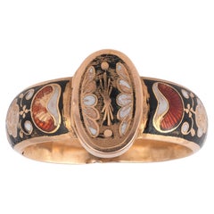 Antique Late 18th Century Enamel Gold Ring with A Secret Compartment