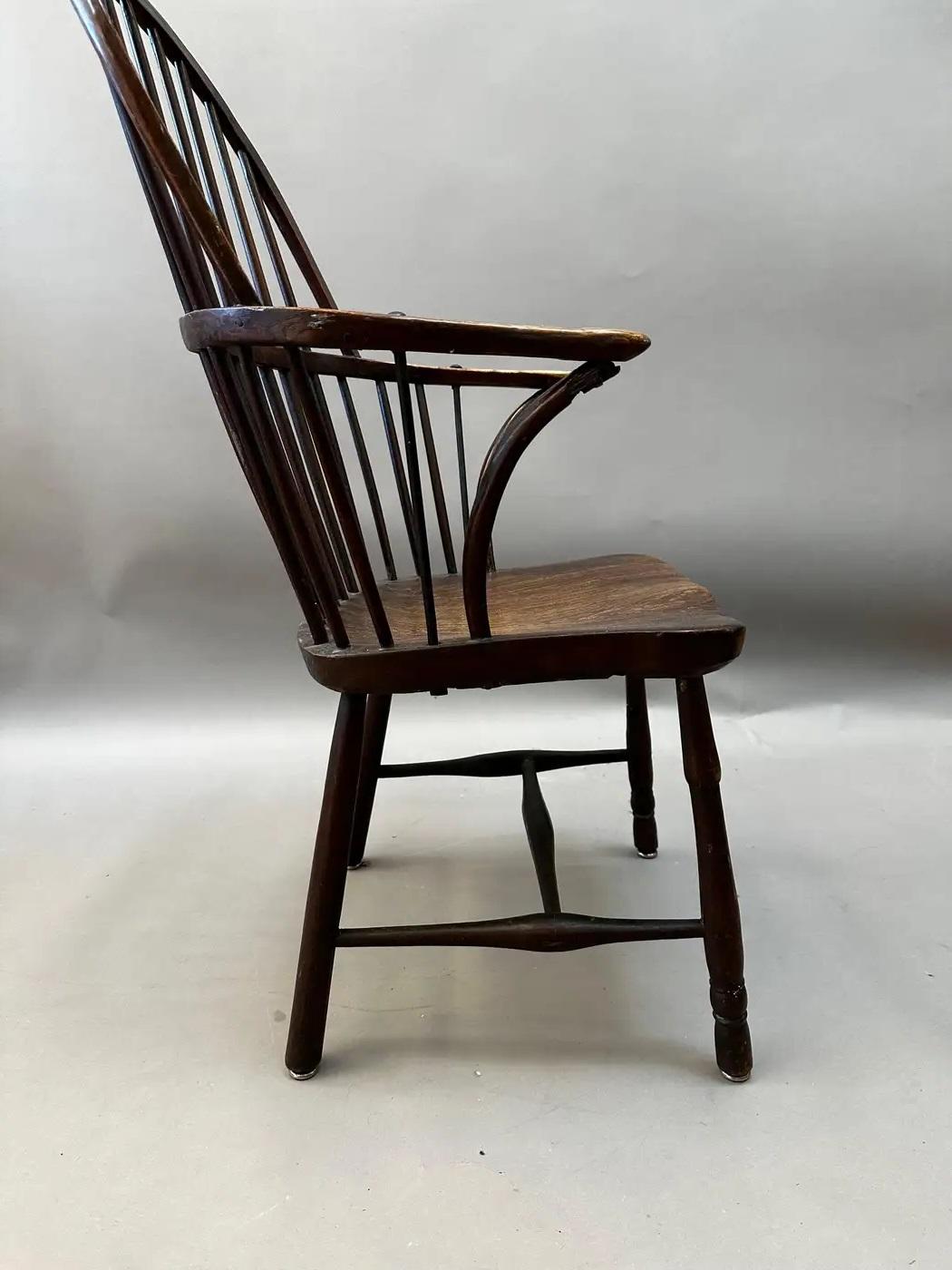 British Late 18th Century English Ash and Elm Windsor Armchair For Sale