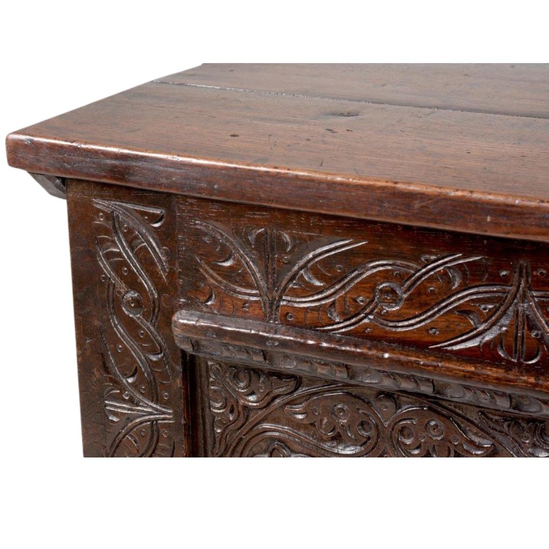 Late 18th Century English Carved Oak Blanket Chest For Sale 5