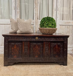 Late 18th Century English Carved Oak Blanket Chest
