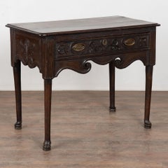 Late 18th Century English Carved Walnut Side Table with Drawer