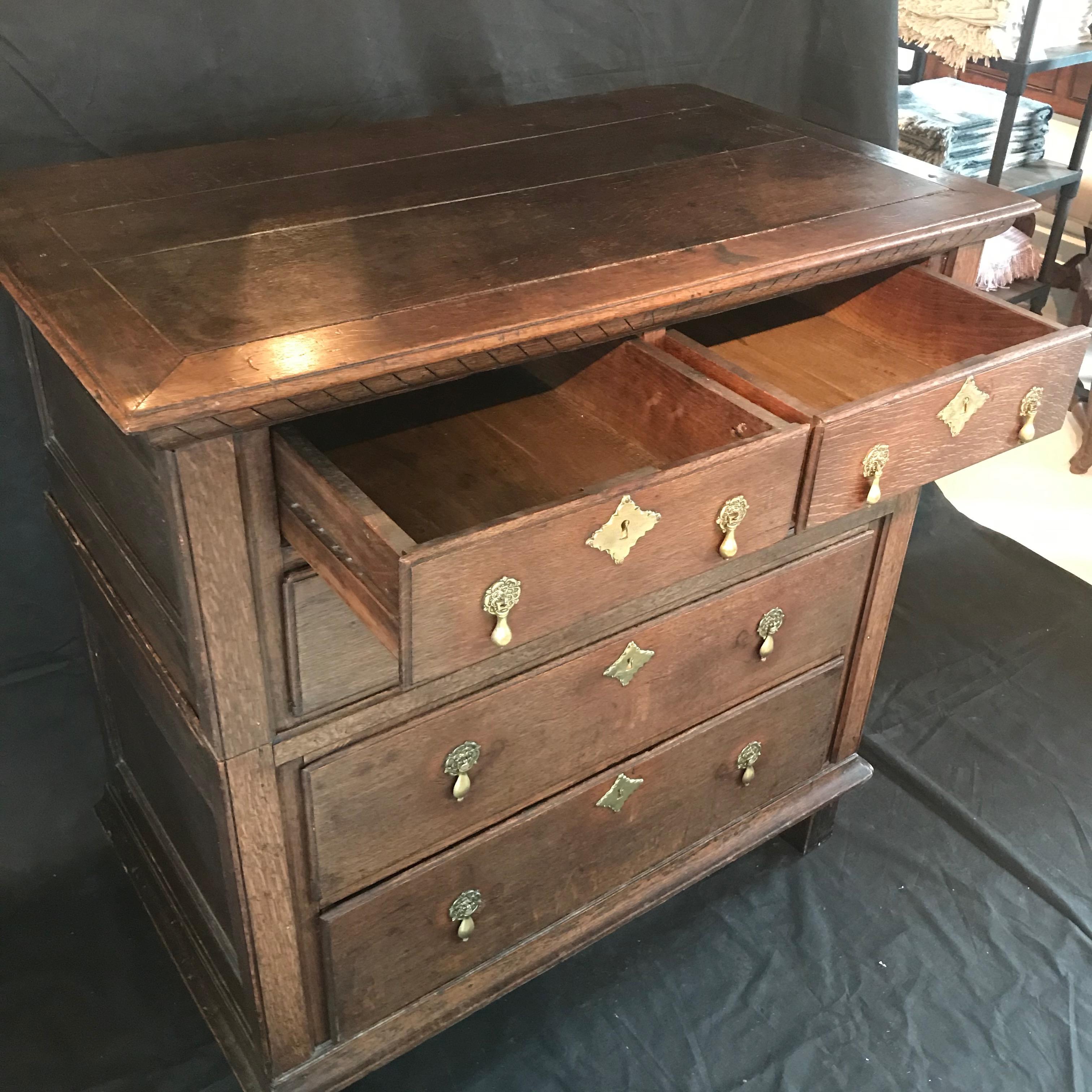 Late 18th Century English Charles II Oak Chest of Drawers For Sale 12