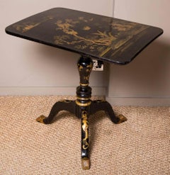 Late 18th Century English Chinoiserie Lacquered Rectangular Tripod Table