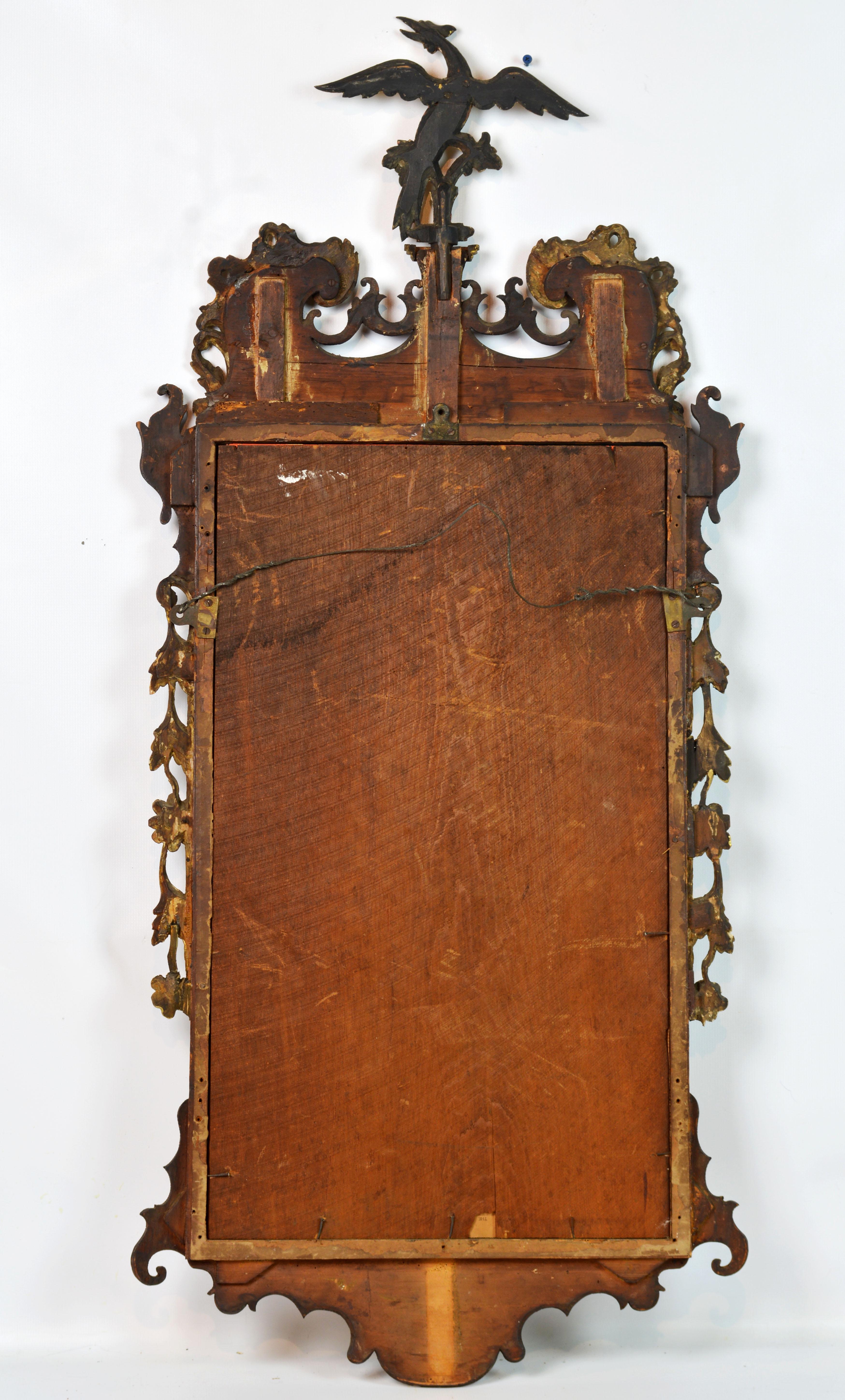 Late 18th Century English Chippendale Carved Mahogany and Parcel Gilt Mirror 7