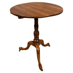 Late 18th Century English Fruitwood Tilt-Top Table with Original Castors