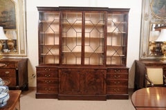 Late 18th Century English George III Breakfront Bookcase in Mahogany