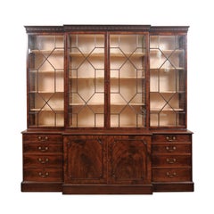 Late 18th Century English George III Breakfront Bookcase in Mahogany