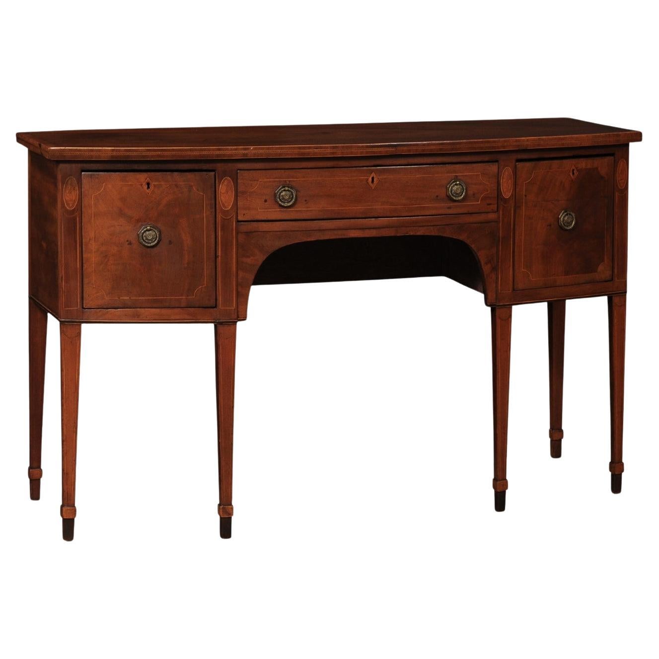Late 18th Century English George III Mahogany Bowfront Sideboard en vente