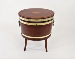 Late 18th Century English George III Oval Double Banded Mahogany Cellarette